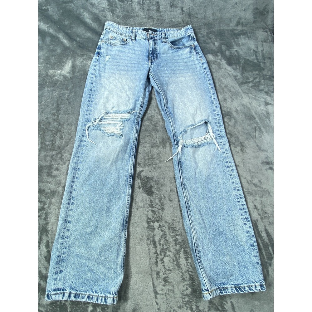 Aeropostale Baggy Jeans Womens 4 Blue Distressed Y2K Low Rise Denim Light Wash - Picture 2 of 9